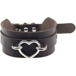 Faux leather heart choker ketting met een verstelbare gesp stud black goth kraag voor vrouwen chocker Gothic sieraden
