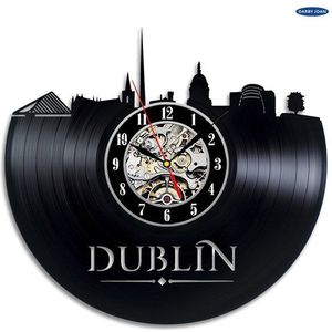 Dublin Art Vinyl Klok Kamer Moderne Home Record Vintage Decoratie saat,, reloj grote