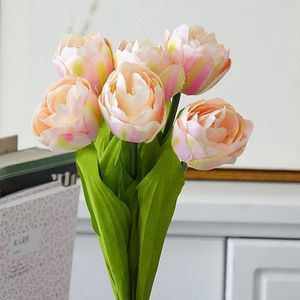 6 Stks/bos Franse tulpen Kunstbloem voor thuis bruiloft decoratie zijde witte tulp hand bloemen flores huis decor
