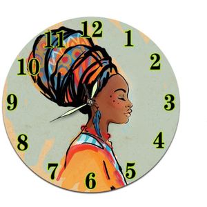 Afrikaanse Vrouw Digitale Wandklok Nordic Ins Woonkamer Acryl Mute Klok Muurstickers Klok Decoratie Randloos Wekker