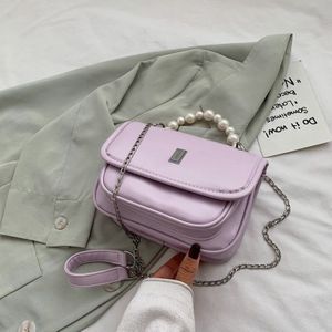 Minimalistische Verse Vrouwen Lederen Draagtas Parel Paars Schoudertassen Luxe Handtassen Kleine Eenvoudige Messenger Bags