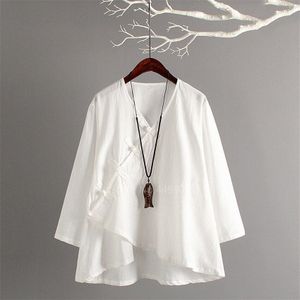 Traditionele Chinese Vrouwen Tops Retro Casual Solid Linnen Thee Set Ademend Tai Chi Hanfu Volledige Mouw Gesp Tops Broek