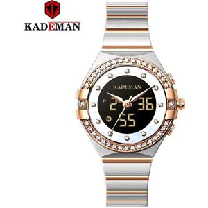 Kademan Mode Vrouwen Horloge Digitale Dual Display Quartz Rvs Waterdichte Dress Horloge Relogio Feminino K9079L