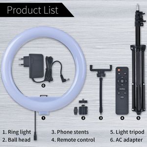 Fosoto 12 Inch 3000-6500K Fotografie Led Ring Light Dimbare Ring Lamp Verlichting Met Afstandsbediening Statief Voor Selfie make-Up Video