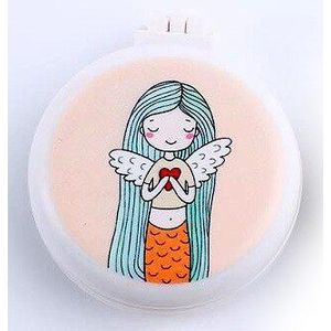 Leuke Eenhoorn Mermaid Vouwen Kam Met Cosmetische Spiegel Voor Meisjes Luchtkussen Massage Draagbare Kam Kids Haar Kam