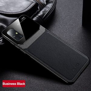 Lederen Plexiglas Bumper Telefoon Case Voor Samsung Galaxy A71 A51 Zachte Siliconen Tpu Back Cover Voor Samsung A71 A51 Een 71 Een 51 Coque