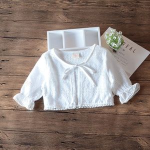 Wit Baby Meisjes Vest Trui 3/4 Mouwen Jas Katoen Bovenkleding Baby Meisjes Jas Voor 9 12 24 Maanden Baby Kleding RKC185055