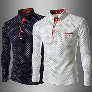 Vogue Mannen Shirt Mode Golf Punt Mens zelfontplooiing Lange Mouwen Heren Casual Slim Fit Katoenen Jurk Shirt polka Dot