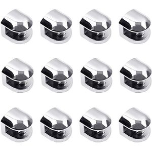 12Pcs Glas Beugels Verstelbare Zinklegering Glas Clip Plank Klem Houder Flat Terug Mount Houder Voor Trap Leuning