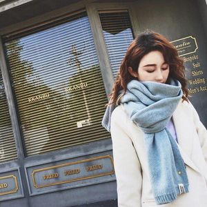 Sjaals Vrouwen Mooie Solid Breien Lange Sjaal All-Match Student Koreaanse Elegante Zachte Vrouwen Sjaals Dames Trendy Dikker Warm