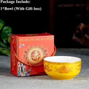 Chinese Gunstige Servies Set Rood Geel Keramische Porselein Servies Verjaardag Ramen Kommen Soep Rijstkom Voor Home Decor
