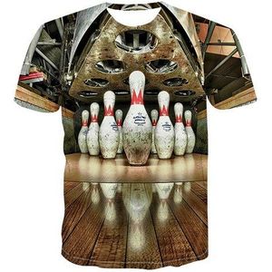 Bowling Alley Mens T-shirt 3D Sferische Print Korte Mouw Tops T-shirt Zomer Mode Unisex O-hals Vrije Tijd Sport Tee Shirts