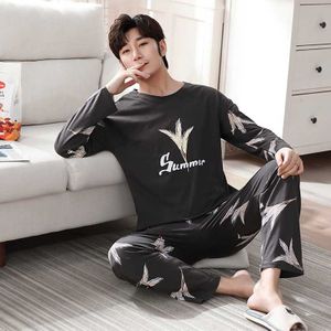 Lange Mouwen Homewear Katoen Pyjama Sets Voor Mannen Herfst Winter Casual Gestreepte O-hals Pyjama Mannelijke Lounge Kleding