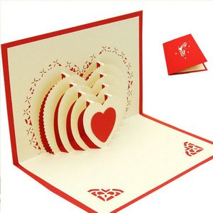 10Pcs 3D Pop Up Kaart Verjaardag Valentijn Handgemaakte Wenskaarten Uitnodigingen Liefde