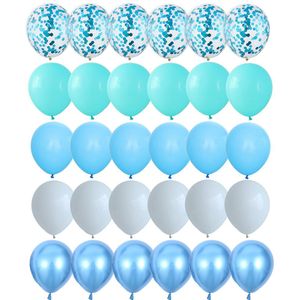 30Pcs Tiffany Blauwe Ballonnen Set Chrome Metallic Latex Ballon Met Confetti Ballonnen Bruiloft Verjaardag Party Decor Baby Douche