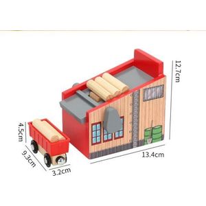 Houten Scène Accessoires Lumber Yard Slot Railway Compatibel Rail Auto Platform Hout Track Brio Trein Speelgoed Voor Kinderen