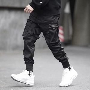 Hip Hop Jongen Multi-Pocket Elastische Taille Harem Broek Mannen Streetwear Punk Casual Broek Jogger Mannelijke Dansen zwarte Broek