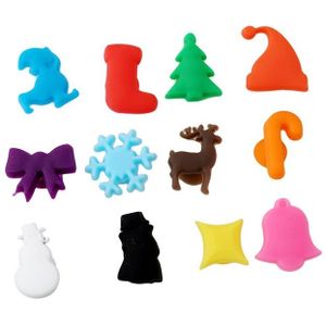 6/8/12Pcs Cute Pet Bloemen Siliconen Zuignap Glas Wijn Label Herkenner Bril Marker Fles Logo keuken Feestartikelen