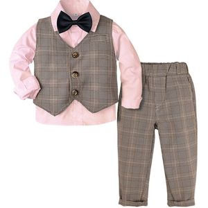 Baby Suits Voor Baby Boy Peuter Vintage Bruiloft Fotografie Britse Outfit Baby Jongens Winter Herfst Warme Kleding Set 3Pcs