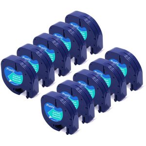 10 Stks/partij Voor Dymo Letratag Tape 91201/91331/91221/59422 Zwart Op Wit (Plastic) 4 M * 12 Mm Gewerkt Voor Dymo Label Maker