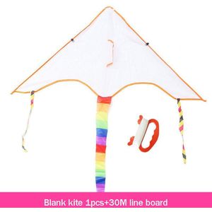 Blanco Kite Kleurrijke Regenboog Lange Staart Nylon Outdoor Vliegers Vliegen Speelgoed Voor Kinderen Kids Kite Surf Met 30M Kite lijn