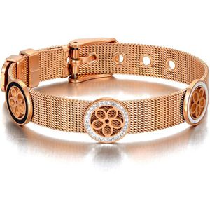 Lokaer Trendy Cz Crystal Ronde Schijf Bloem Charm Armband Sieraden Voor Vrouwen Rose Goud Rvs Verstelbare Armband B20072