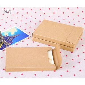 50pcs Blanco Kraftpapier Envelop Verpakking Voor Postkaart Foto Doos Wenskaart Verpakking Kartonnen Doos 15.5*10.8*1.5cm