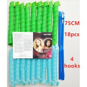 Haar Rollen Slak Vorm Niet Golfvorm 75Cm 18Pcs 4 Sticks Spiraal Ronde Krullen Haar Krultang Soft Hair Curler bendy Haar Rollen Diy