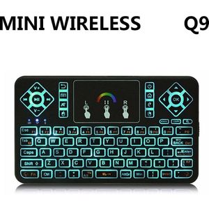 Tz Q9 2.4Ghz Draadloze Toetsenbord Rgb Backlit Touchpad Voor Android/Google Smart Tv Lucht Muis Mini Teclado Vs i8