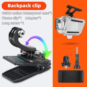 JINSERTA 360-Graden Rotatie Rugzak Clip voor GoPro Hero 7 6 5 Draagbare Rugzak Klem voor DJI OSMO ACTION SJCAM Xiaomi yi