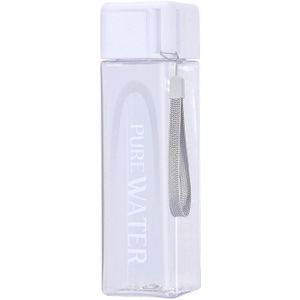 Transparante Eenvoudige Vierkante Water Cup Draagbare Outdoor Koud Water Fles Voor Vrouwen Lekvrije Anti-Fall Student Sport plastic Bekers