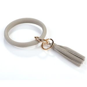 Allyes Kwastje Ronde Polsbandje Sleutelhanger Voor Vrouwen Meisjes Mode Charme Lederen Armbanden Sleutelhanger Sieraden