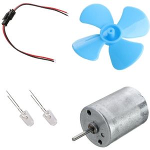 Wind Turbine Generator Diy Kit Micro Motor + Diode Plug Vier Blauw Blad Paddle