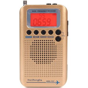 HRD-737 Draagbare Volledige Band Stereo Radio Luchtvaart Band Ontvanger Fm/Am/Sw/Cb/Air/Vhf kanaal Ontvangen Met Lcd Display