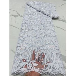 Pgc Wit Pailletten Afrikaanse Franse Kant Stof 2022 Tule Kant Materiaal Bridal Voor Nigeriaanse Trouwjurk LY193-1