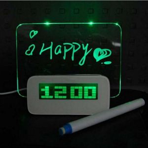 Led Digitale Elektronische Mini Tafel Klokken Kalender Temperatuur Plastic Glow Message Board Wekker Thuis Slaapkamer Levert