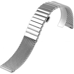 18mm 20mm 22mm 24mm Solid Rvs Mesh Horloge Band Mannen Armband Sport Polsband Strap Horlogeband zilveren Horloge Vervanging