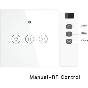 Wifi-Rf Smart Touch Gordijn Schakelaar, Jaloezieën Rolluik Deur Schakelaar, Rf Afstandsbediening, meerdere Switches Alexa / //Wit