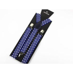 Mode Vrouwen Verstelbare Clip-On Zwart Wit Blauw Polka Dot Elastische Bretels En Bretels Gestippelde Dames