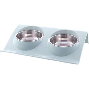 Dubbele Hond Kom Huisdier Voeden Station Rvs Water Voedsel Bowls Feeder Oplossing Voor Honden Katten Levert Jaar Kerst