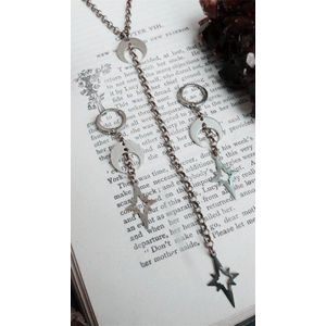 Witchy Ketting Set Messing Moon & Stars Ketting Moderne Heks Stijl Maan Kind Wiccan Moderne Heks Ketting Maan