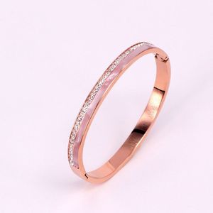 YUN RUO Mode Pave Zirkoon Natuurlijke Shell Armband Rose Goud Kleur Titanium Stalen Sieraden Vrouw Nooit Vervagen