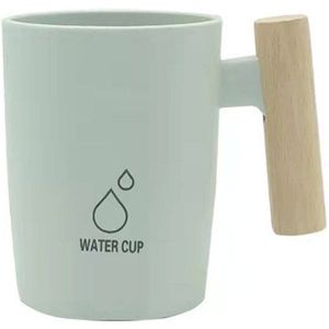 Mondwater Cup Houten Handvat Eenvoudige Home Badkamer Koppels Dental Cilinder Plastic Creatieve Draagbare Ins Reizen Japanse