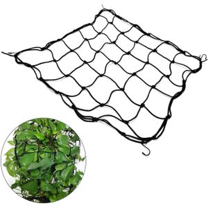 Plant Grow Net Flexibele Groeien Tent Netto Zwart Nylon Duurzaam Multifunctionele Tuingereedschap Met 4 Haken 1 Stuks Rekbare Trellis netting