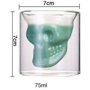 Skull Cocktail Glas 1/4 Hittebestendig Double-Layer Transparante Whisky Glas Halloween Party Bar Wijn Levert