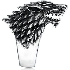 Staal Soldaat Rvs Stijl Ijs Wolf Huis Stark Van Winterfell Biker Cool Ring Unieke Sieraden Fans Mannen