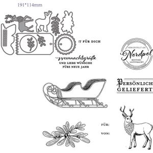 Duitse Woord 3D Kerst Metalen Stansmessen En Scrapbooking Voor Papier Maken Verjaardag Embossing Kaart Craft Postzegels Set
