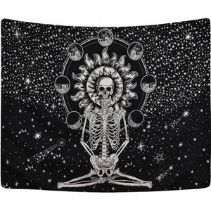 Skelet Schedel Meditatie Deken Creatieve Tapestry Mat Ornament Muur Opknoping Decoratief Tapijt Voor Kamer Winkel Hotel Decor