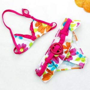 Zomer Meisjes Leuke Bloemen Patroon Badpak Meisjes Split Twee Stukken Badmode, Kinderen Bloemen Patroon Bikini