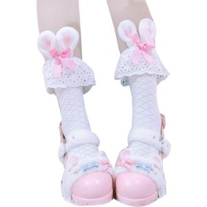 Japanse Student Lolita Glasvezel Tulle Crew Sokken Zoete Ster Lint Strik Transparante Kawaii Mid Tube Kousen Voor Y1AC